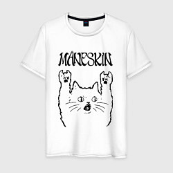 Футболка хлопковая мужская Maneskin - rock cat, цвет: белый
