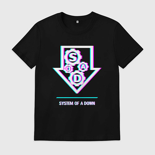 Мужская футболка System of a Down glitch rock / Черный – фото 1
