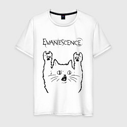 Футболка хлопковая мужская Evanescence - rock cat, цвет: белый