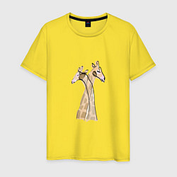 Футболка хлопковая мужская Нежные жирафы, цвет: желтый
