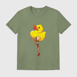 Футболка хлопковая мужская Эротичная утка, цвет: авокадо