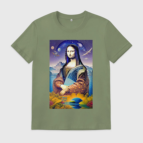 Мужская футболка Mona Lisa - space fantasy - neural network / Авокадо – фото 1