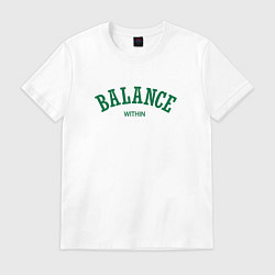Футболка хлопковая мужская Баланс внутри, цвет: белый