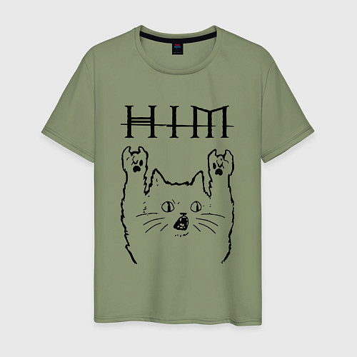 Мужская футболка HIM - rock cat / Авокадо – фото 1