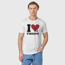 Футболка хлопковая мужская I love fishing, цвет: белый — фото 2