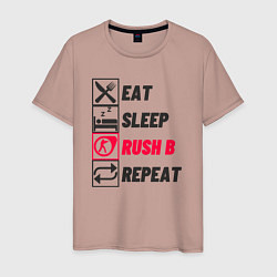 Футболка хлопковая мужская Eat sleep rush b repeat, цвет: пыльно-розовый