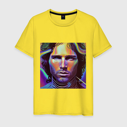 Мужская футболка Jim Morrison neon portrait art / Желтый – фото 1