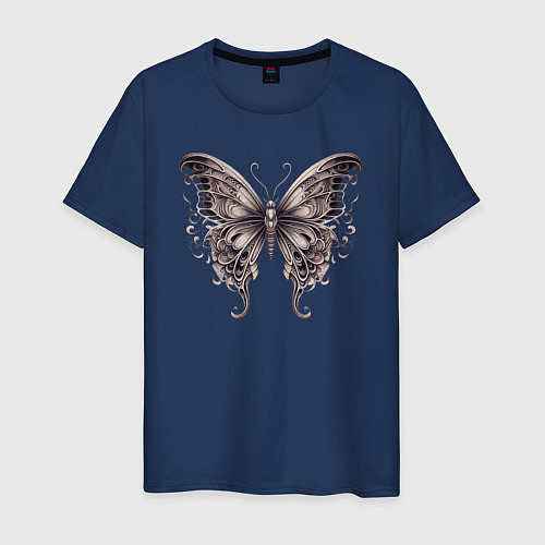 Мужская футболка Бронзовая бабочка / Тёмно-синий – фото 1