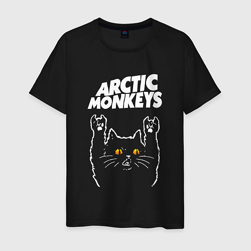 Мужская футболка Arctic Monkeys rock cat / Черный – фото 1