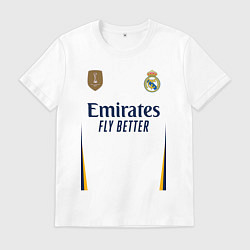 Футболка хлопковая мужская Винисиус Жуниор ФК Реал Мадрид форма 2324 домашняя, цвет: белый