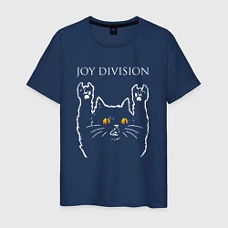 Футболка хлопковая мужская Joy Division rock cat, цвет: тёмно-синий