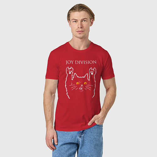Мужская футболка Joy Division rock cat / Красный – фото 3