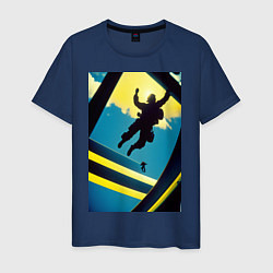 Футболка хлопковая мужская Два парашютиста, цвет: тёмно-синий
