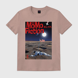 Футболка хлопковая мужская MoMo - Первые на Луне, цвет: пыльно-розовый