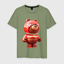 Футболка хлопковая мужская Supercute bear, цвет: авокадо