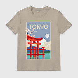 Футболка хлопковая мужская Tokyo - japan, цвет: миндальный