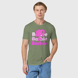 Футболка хлопковая мужская Логотип Барби объемный, цвет: авокадо — фото 2
