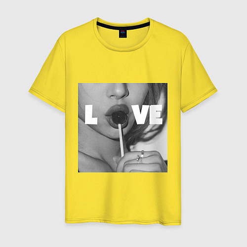 Мужская футболка Непристойная девушка с чупа чупсом / Желтый – фото 1