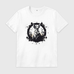 Футболка хлопковая мужская Кролик и часы - Алиса в стране чудес, цвет: белый