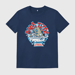 Футболка хлопковая мужская Время купания Годзиллы, цвет: тёмно-синий
