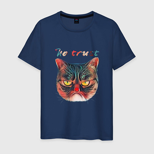 Мужская футболка Не доверяющий котик / Тёмно-синий – фото 1