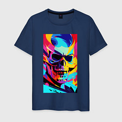 Футболка хлопковая мужская Cool skull - pop art, цвет: тёмно-синий