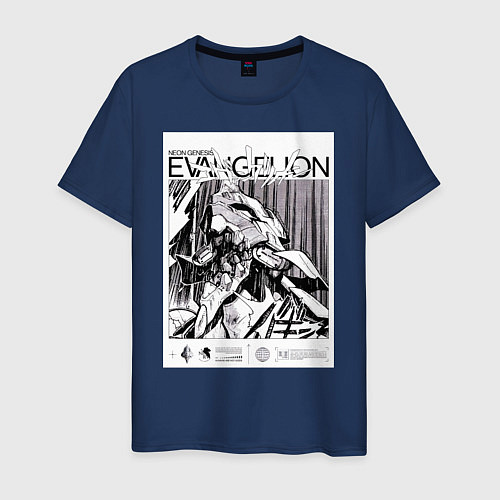 Мужская футболка Евангелион арт / Тёмно-синий – фото 1