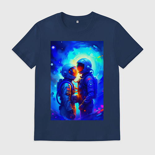 Мужская футболка Космическая любовь - нейросеть / Тёмно-синий – фото 1