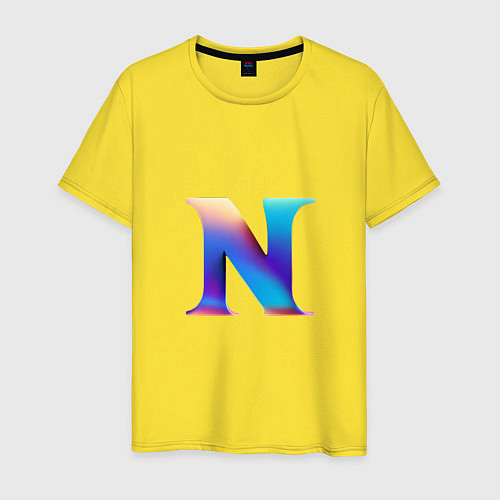 Мужская футболка Буква N градиент - нейросеть / Желтый – фото 1