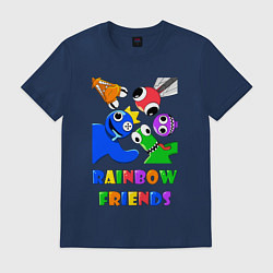 Футболка хлопковая мужская Rainbow Friends персонажи, цвет: тёмно-синий