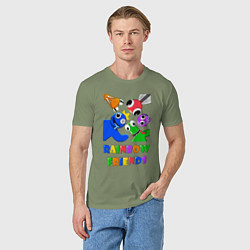 Футболка хлопковая мужская Rainbow Friends персонажи, цвет: авокадо — фото 2