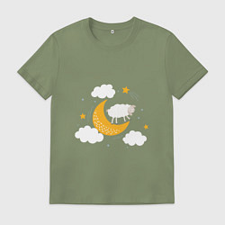 Футболка хлопковая мужская Спящая Овечка, цвет: авокадо