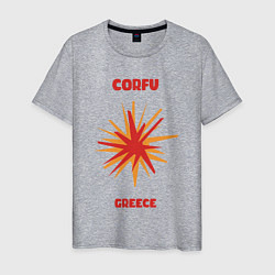 Футболка хлопковая мужская Корфу - Греция, цвет: меланж