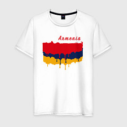 Футболка хлопковая мужская Flag Armenia, цвет: белый