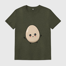 Футболка хлопковая мужская Яйцо смайл, цвет: меланж-хаки