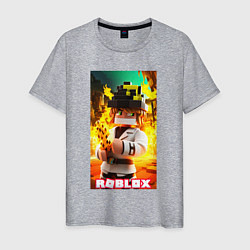 Футболка хлопковая мужская Roblox fire, цвет: меланж