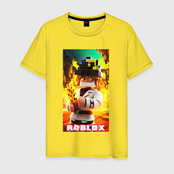 Футболка хлопковая мужская Roblox fire, цвет: желтый