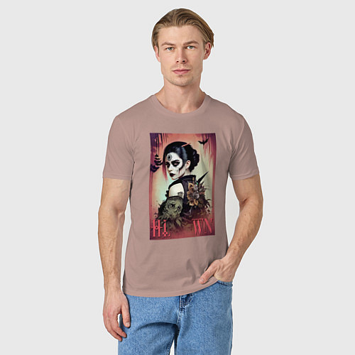 Мужская футболка Молодая ведьма - хэллоуин / Пыльно-розовый – фото 3
