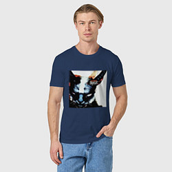 Футболка хлопковая мужская Slipkat Meowa, цвет: тёмно-синий — фото 2