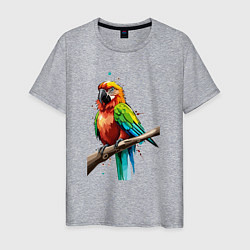 Футболка хлопковая мужская Попугай какаду, цвет: меланж