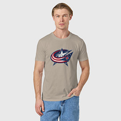 Футболка хлопковая мужская Columbus blue jackets - hockey team - emblem, цвет: миндальный — фото 2