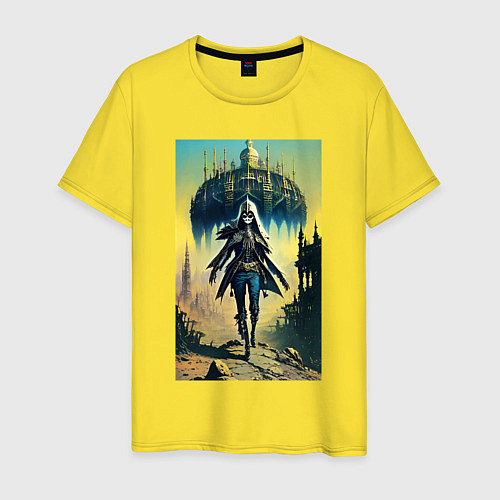 Мужская футболка Современная ведьма из прошлого - нейросеть / Желтый – фото 1