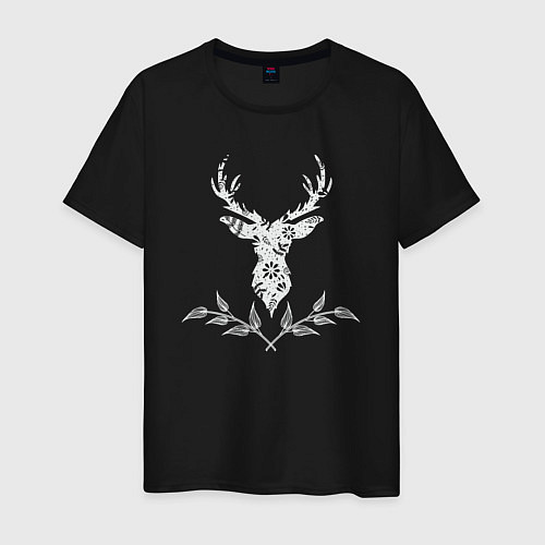 Мужская футболка Deer flowers / Черный – фото 1