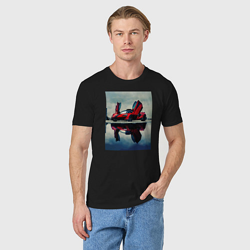 Мужская футболка Спорт кар с дверями верх / Черный – фото 3