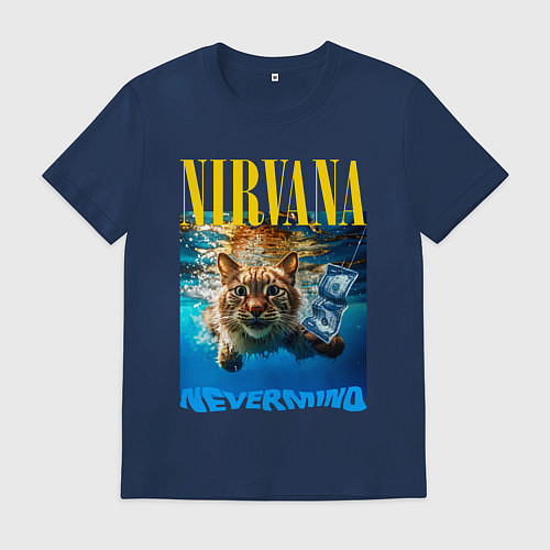 Мужская футболка Кот Нирвана / Тёмно-синий – фото 1