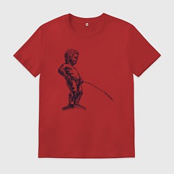 Футболка хлопковая мужская Писающий мальчик, цвет: красный