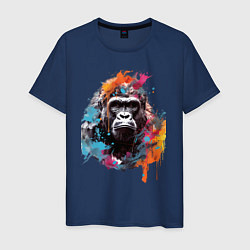 Футболка хлопковая мужская Граффити с гориллой, цвет: тёмно-синий