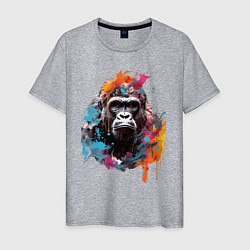 Футболка хлопковая мужская Граффити с гориллой, цвет: меланж