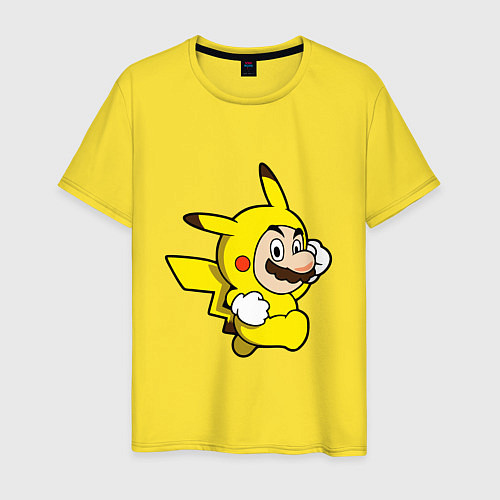 Мужская футболка Марио пикачу / Желтый – фото 1