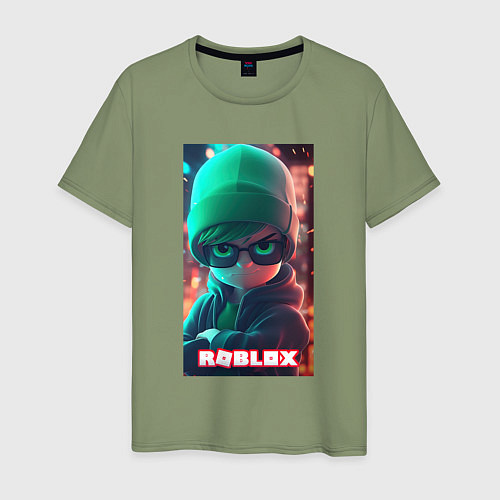 Мужская футболка Роблокс в зеленой шапке / Авокадо – фото 1
